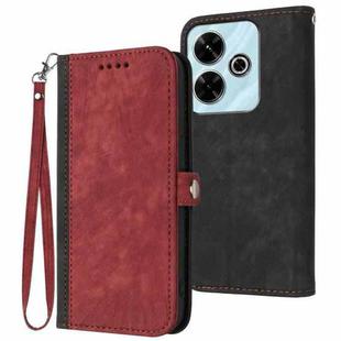 For Redmi 13 4G Side Buckle Double Fold Hand Strap Leather Phone Case(Red)