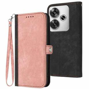 For Redmi Turbo 3 / Xiaomi Poco F6 Side Buckle Double Fold Hand Strap Leather Phone Case(Pink)