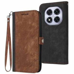 For Redmi Note 14 Pro 4G Side Buckle Double Fold Hand Strap Leather Phone Case(Brown)