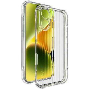 For iPhone 16 IMAK Corrugated Texture Airbag TPU Phone Case(Transparent)