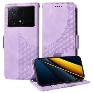 For Xiaomi Poco X6 Pro Embossed Rhombus Starry Leather Phone Case(Purple)