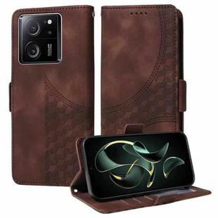 For Xiaomi 13T / 13T Pro Embossed Rhombus Starry Leather Phone Case(Brown)