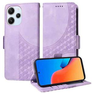 For Xiaomi Poco M6 Pro 5G Embossed Rhombus Starry Leather Phone Case(Purple)