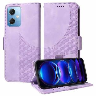 For Xiaomi Poco X5 Embossed Rhombus Starry Leather Phone Case(Purple)