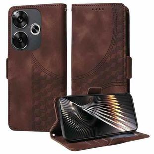 For Xiaomi Poco F6 Embossed Rhombus Starry Leather Phone Case(Brown)