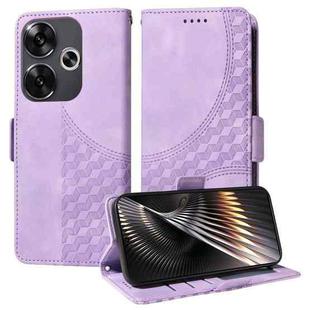 For Xiaomi Poco F6 Embossed Rhombus Starry Leather Phone Case(Purple)