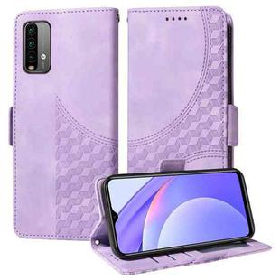For Xiaomi Poco M3 Embossed Rhombus Starry Leather Phone Case(Purple)