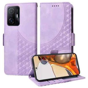 For Xiaomi Mi 11T / 11T Pro Embossed Rhombus Starry Leather Phone Case(Purple)