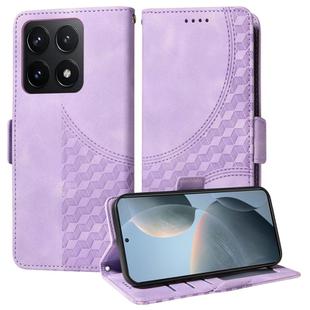 For Xiaomi 14T Embossed Rhombus Starry Leather Phone Case(Purple)