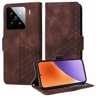 For Xiaomi 15 Embossed Rhombus Starry Leather Phone Case(Brown)