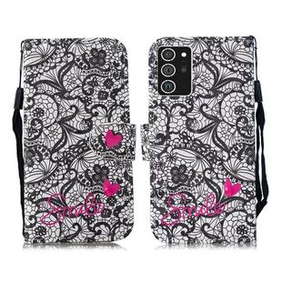 For Samsung Galaxy Note20 Ultra 3D Painting Pattern Coloured Drawing Horizontal Flip PU Leather Case with Holder & Card Slots & Wallet & Lanyard(Lace Flower)