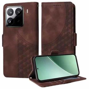 For Xiaomi 15 Pro Embossed Rhombus Starry Leather Phone Case(Brown)