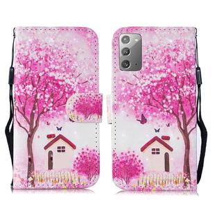 For Samsung Galaxy Note20 3D Painting Pattern Coloured Drawing Horizontal Flip PU Leather Case with Holder & Card Slots & Wallet & Lanyard(Tree House)