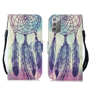 For Samsung Galaxy Note20 3D Painting Pattern Coloured Drawing Horizontal Flip PU Leather Case with Holder & Card Slots & Wallet & Lanyard(Feather Wind Chime)