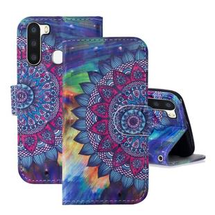 For Samsung Galaxy A21 3D Painting Pattern Coloured Drawing Horizontal Flip PU Leather Case with Holder & Card Slots & Wallet & Lanyard(Oil Painted Mandala)
