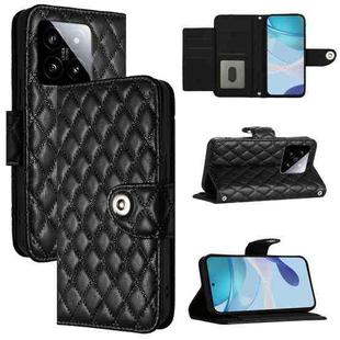 For Xiaomi 14 Rhombic Texture Flip Leather Phone Case with Lanyard(Black)