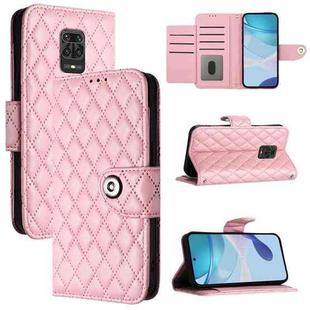 For Xiaomi Poco M2 Pro Rhombic Texture Flip Leather Phone Case with Lanyard(Pink)