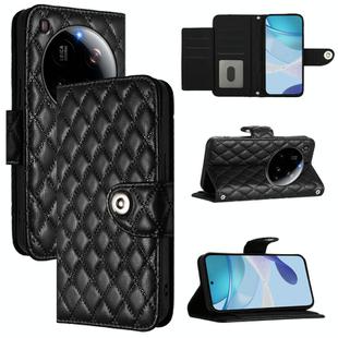 For Xiaomi 15 Ultra Rhombic Texture Flip Leather Phone Case with Lanyard(Black)