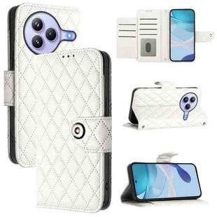 For Xiaomi Civi 5 Pro 5G Rhombic Texture Flip Leather Phone Case with Lanyard(White)