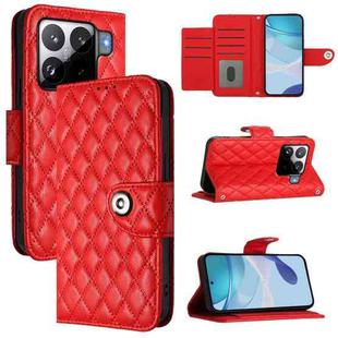 For Xiaomi 15S Pro 5G Rhombic Texture Flip Leather Phone Case with Lanyard(Red)