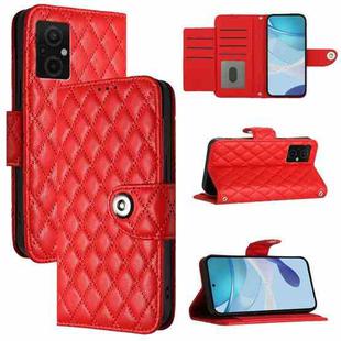 For Redmi Note 11R / Note 11E Rhombic Texture Flip Leather Phone Case with Lanyard(Red)