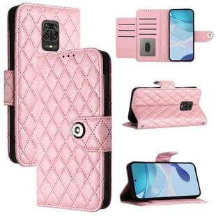 For Redmi Note 9 Pro / Note 9 Pro Max Rhombic Texture Flip Leather Phone Case with Lanyard(Pink)