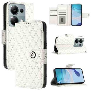 For Redmi Note 13 Pro 4G Global Rhombic Texture Flip Leather Phone Case with Lanyard(White)