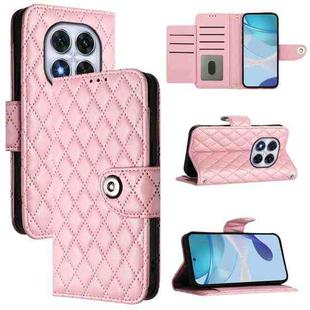 For Redmi Note 14 Pro 4G Rhombic Texture Flip Leather Phone Case with Lanyard(Pink)