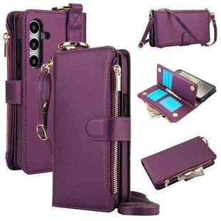 For Samsung Galaxy S24+ 5G Crossbody Ring Multifunctional Wallet Leather Phone Case(Dark Purple)