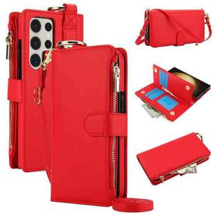 For Samsung Galaxy S23 Ultra 5G Crossbody Ring Multifunctional Wallet Leather Phone Case(Red)