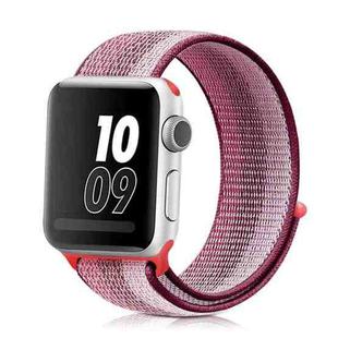 Nylon Loop Watch Band For Apple Watch Series 9&8&7 41mm / SE 3&SE 2&6&SE&5&4 40mm / 3&2&1 38mm(Berry Color)