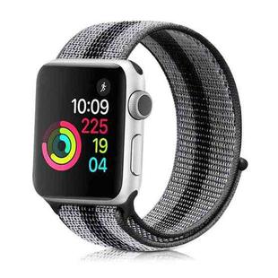 Nylon Loop Watch Band For Apple Watch Series 9&8&7 41mm / SE 3&SE 2&6&SE&5&4 40mm / 3&2&1 38mm(Striped Black)