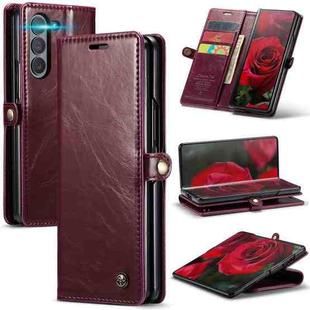 For Samsung Galaxy Z Fold6 5G CaseMe 003 Crazy Horse Texture Flip Leather Phone Case(Wine Red)