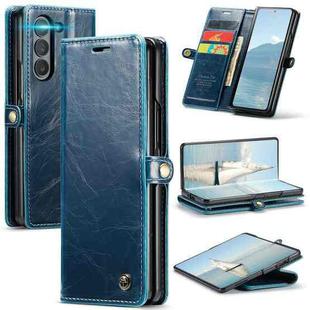 For Samsung Galaxy Z Fold6 5G CaseMe 003 Crazy Horse Texture Flip Leather Phone Case(Blue Green)