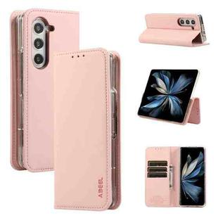 For Samsung Galaxy Z Fold5 ABEEL RFID Magnetic Flip Leather Phone Case(Pink)
