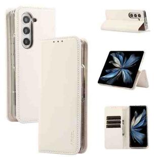 For Samsung Galaxy Z Fold5 ABEEL RFID Magnetic Flip Leather Phone Case(White)