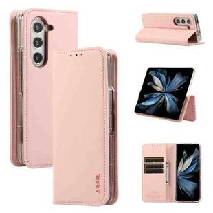 For Samsung Galaxy Z Fold6 ABEEL RFID Magnetic Flip Leather Phone Case(Pink)