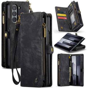 For Samsung Galaxy Z Fold6 5G CaseMe 008 Multifunctional Zipper Wallet Leather Phone Case with Lanyard(Black)