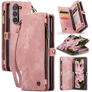 For Samsung Galaxy Z Fold6 5G CaseMe 008 Multifunctional Zipper Wallet Leather Phone Case with Lanyard(Pink)