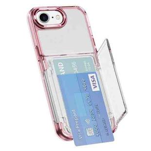 For iPhone SE 2022 / SE 2020 Card Holder Acrylic Hybrid TPU Phone Case(Transparent Pink)