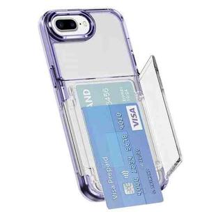 For iPhone 8 Plus / 7 Plus Card Holder Acrylic Hybrid TPU Phone Case(Transparent Purple)