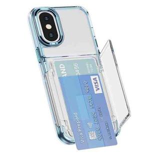 For iPhone XS Max Card Holder Acrylic Hybrid TPU Phone Case(Transparent Blue)