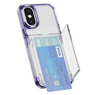 For iPhone XS Max Card Holder Acrylic Hybrid TPU Phone Case(Transparent Purple)