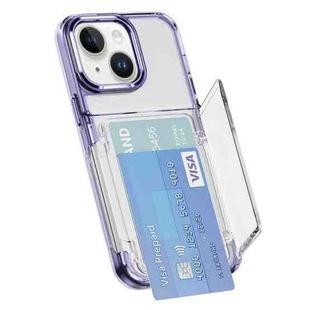 For iPhone 13 Card Holder Acrylic Hybrid TPU Phone Case(Transparent Purple)