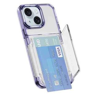 For iPhone 15 Card Holder Acrylic Hybrid TPU Phone Case(Transparent Purple)