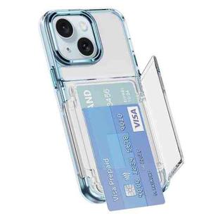 For iPhone 15 Plus Card Holder Acrylic Hybrid TPU Phone Case(Transparent Blue)