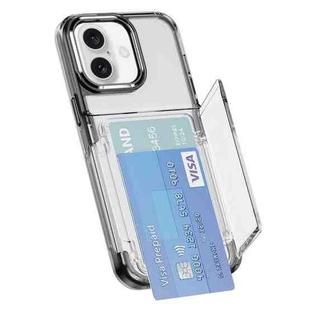 For iPhone 16 Card Holder Acrylic Hybrid TPU Phone Case(Transparent Black)