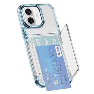 For iPhone 16 Plus Card Holder Acrylic Hybrid TPU Phone Case(Transparent Blue)