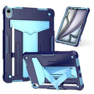 For iPad Air 11 2024 T Holder Robot Silicone Hybrid PC Tablet Case(Navy Blue Blue)