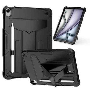 For iPad Air 11 2024 T Holder Robot Silicone Hybrid PC Tablet Case(Black)